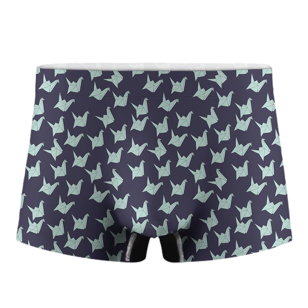 Blue Origami Crane Pattern Print Men's Boxer Briefs