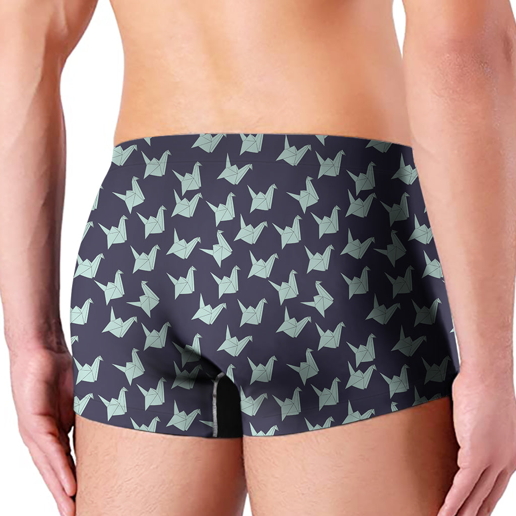 Blue Origami Crane Pattern Print Men's Boxer Briefs