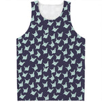 Blue Origami Crane Pattern Print Men's Tank Top