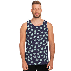 Blue Origami Crane Pattern Print Men's Tank Top