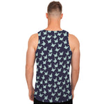 Blue Origami Crane Pattern Print Men's Tank Top