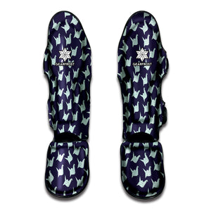 Blue Origami Crane Pattern Print Muay Thai Shin Guard