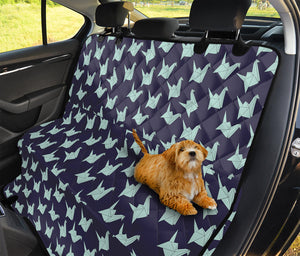 Blue Origami Crane Pattern Print Pet Car Back Seat Cover