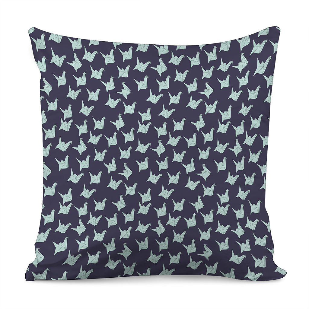 Blue Origami Crane Pattern Print Pillow Cover