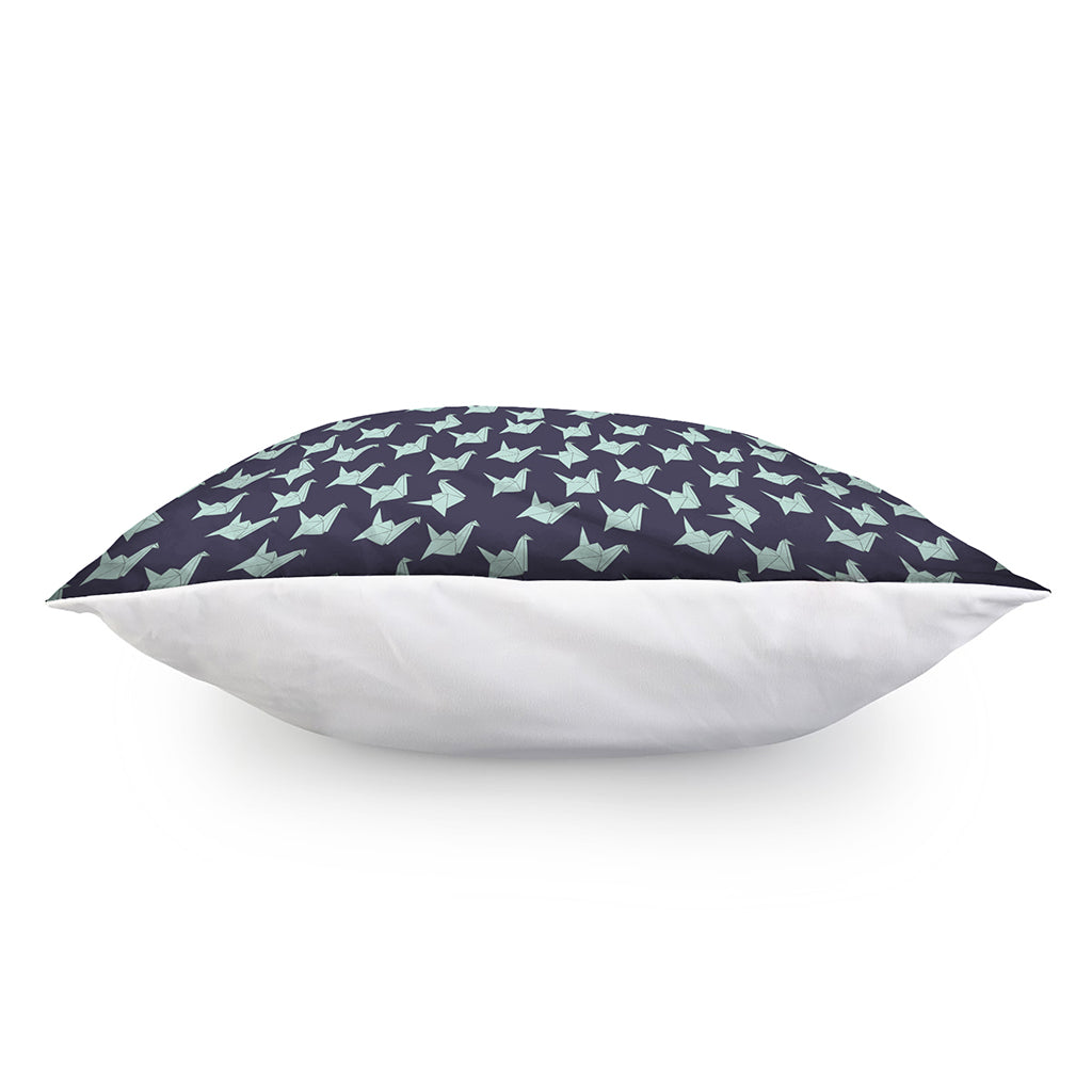 Blue Origami Crane Pattern Print Pillow Cover