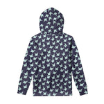 Blue Origami Crane Pattern Print Pullover Hoodie