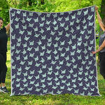 Blue Origami Crane Pattern Print Quilt