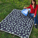 Blue Origami Crane Pattern Print Quilt