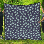 Blue Origami Crane Pattern Print Quilt