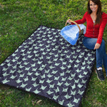 Blue Origami Crane Pattern Print Quilt