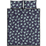 Blue Origami Crane Pattern Print Quilt Bed Set