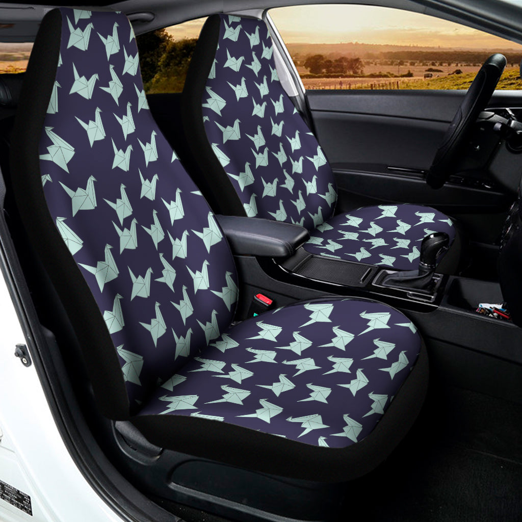 Blue Origami Crane Pattern Print Universal Fit Car Seat Covers