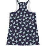 Blue Origami Crane Pattern Print Women's Racerback Tank Top