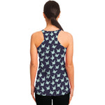 Blue Origami Crane Pattern Print Women's Racerback Tank Top
