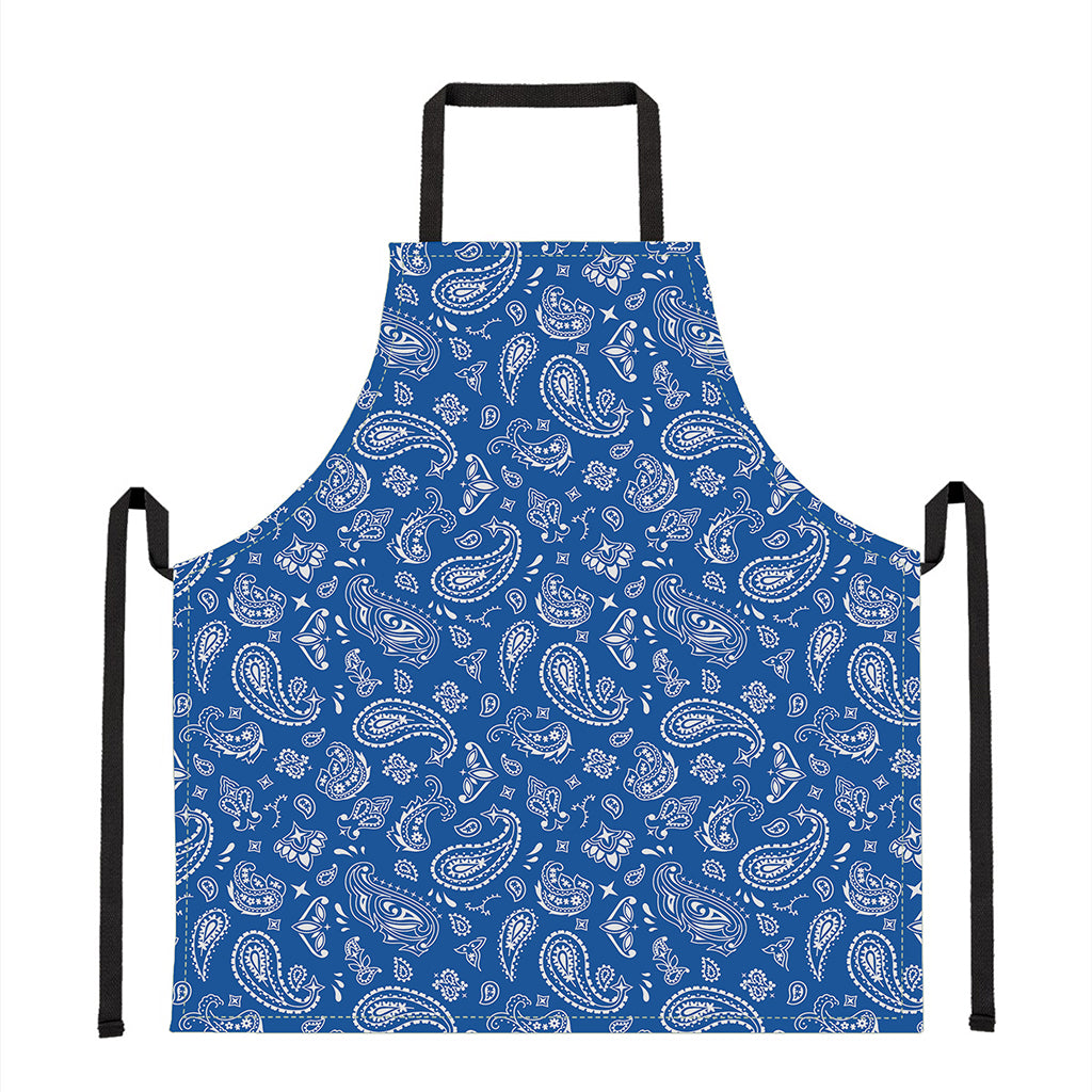 Blue Paisley Bandana Pattern Print Apron