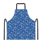 Blue Paisley Bandana Pattern Print Apron