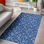 Blue Paisley Bandana Pattern Print Area Rug