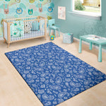 Blue Paisley Bandana Pattern Print Area Rug