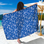 Blue Paisley Bandana Pattern Print Beach Sarong Wrap