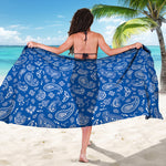 Blue Paisley Bandana Pattern Print Beach Sarong Wrap