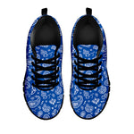 Blue Paisley Bandana Pattern Print Black Sneakers