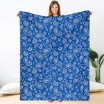 Blue Paisley Bandana Pattern Print Blanket