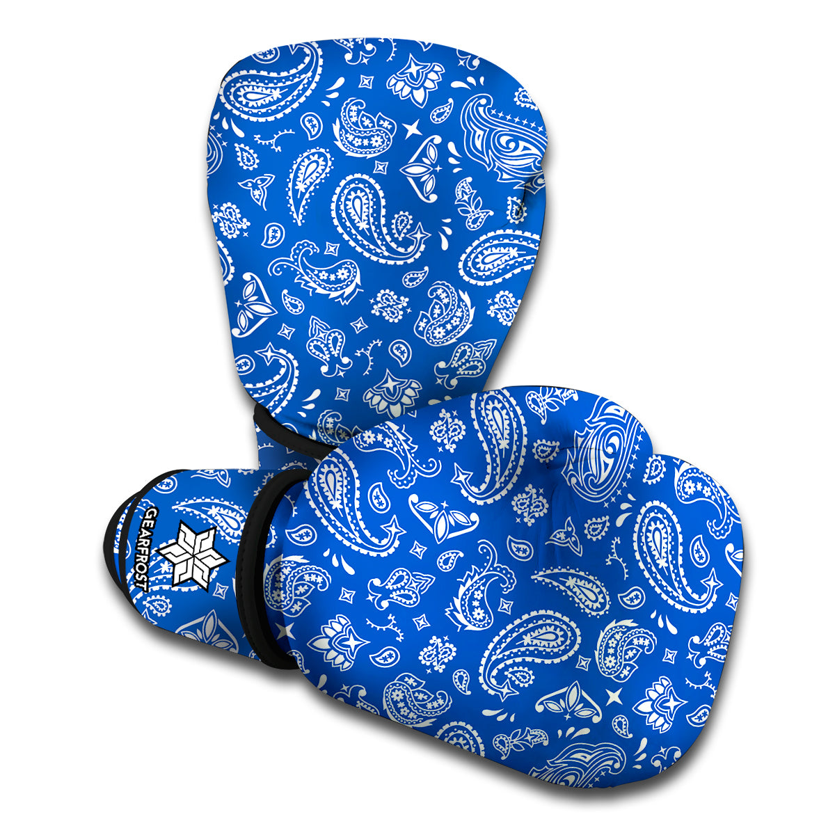 Blue Paisley Bandana Pattern Print Boxing Gloves