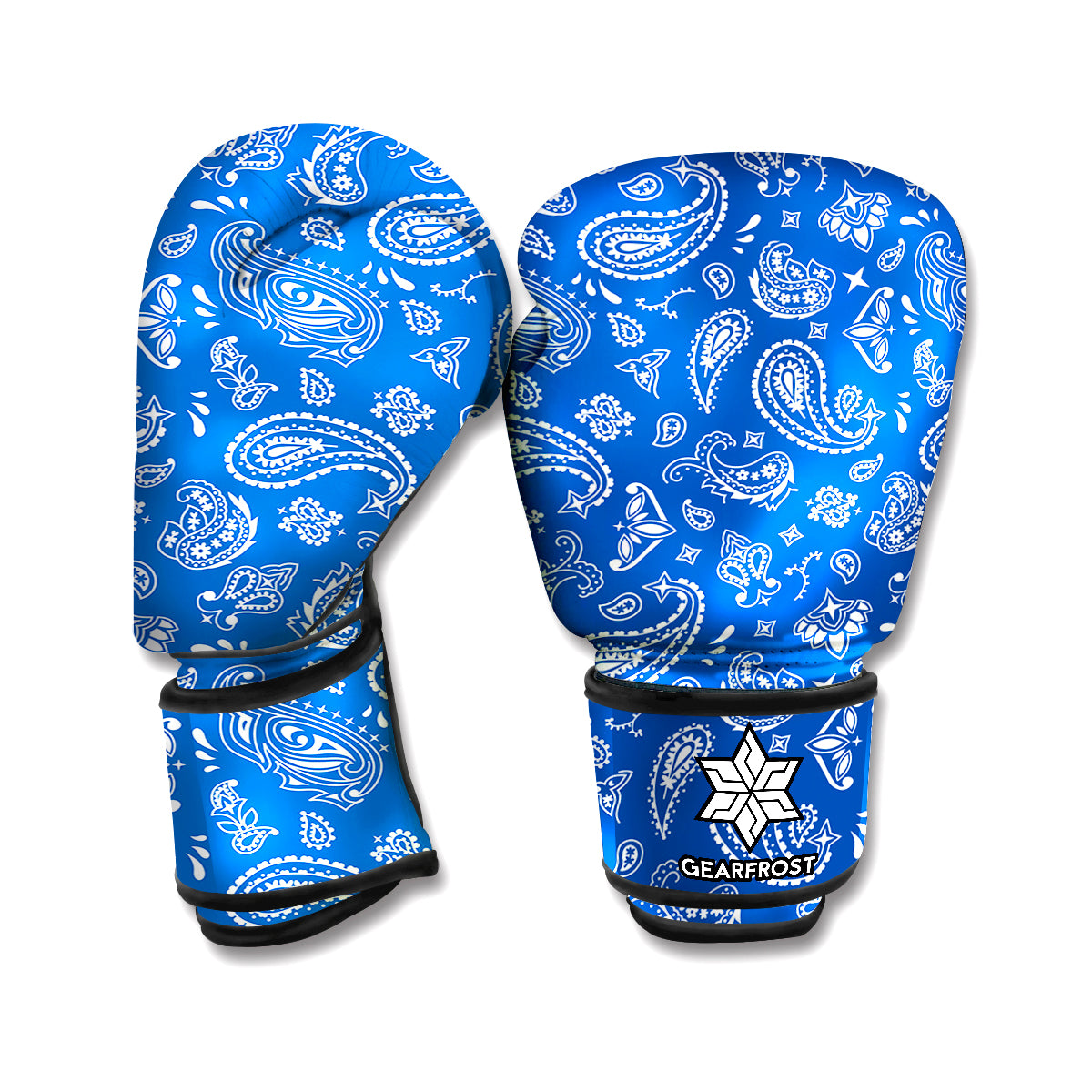 Blue Paisley Bandana Pattern Print Boxing Gloves