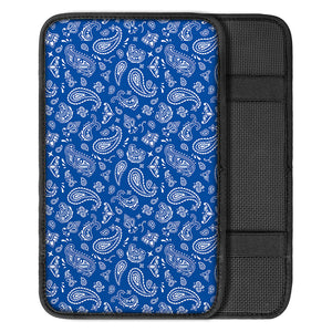 Blue Paisley Bandana Pattern Print Car Center Console Cover