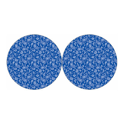 Blue Paisley Bandana Pattern Print Car Coasters