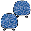 Blue Paisley Bandana Pattern Print Car Headrest Covers