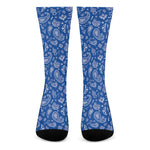 Blue Paisley Bandana Pattern Print Crew Socks