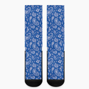 Blue Paisley Bandana Pattern Print Crew Socks