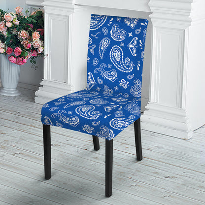 Blue Paisley Bandana Pattern Print Dining Chair Slipcover