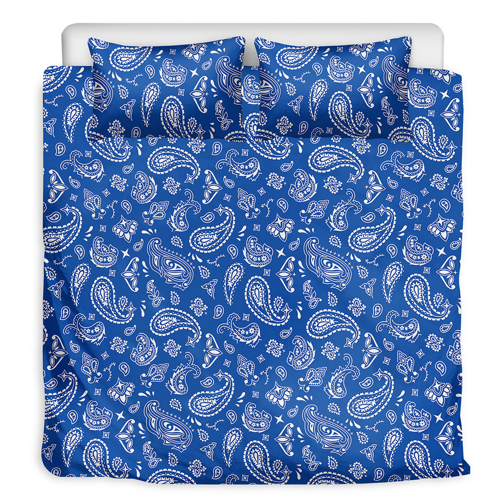 Blue Paisley Bandana Pattern Print Duvet Cover Bedding Set