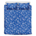 Blue Paisley Bandana Pattern Print Duvet Cover Bedding Set