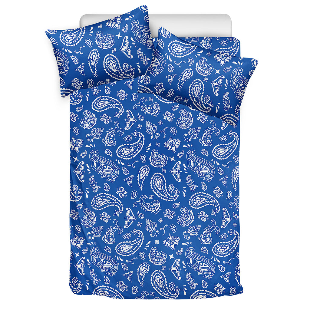 Blue Paisley Bandana Pattern Print Duvet Cover Bedding Set