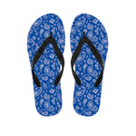 Blue Paisley Bandana Pattern Print Flip Flops