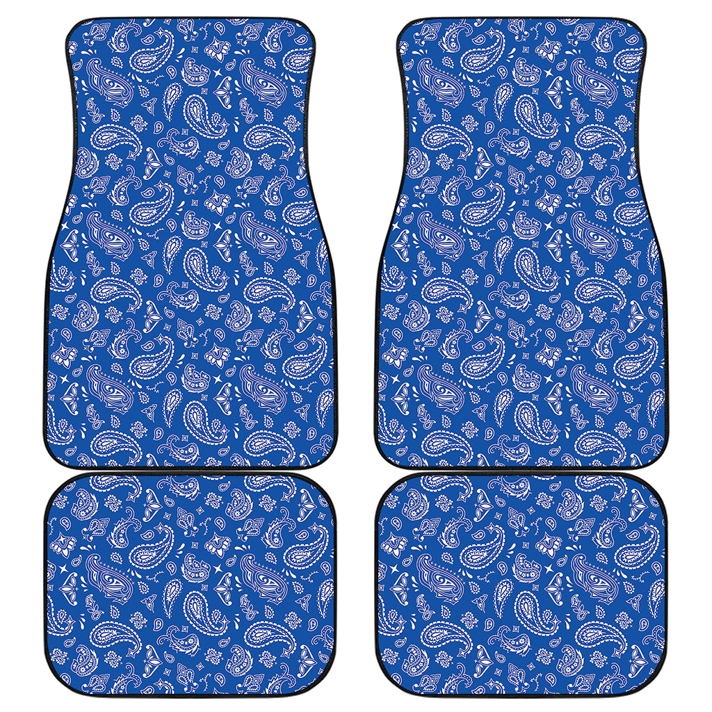 Blue Paisley Bandana Pattern Print Front and Back Car Floor Mats