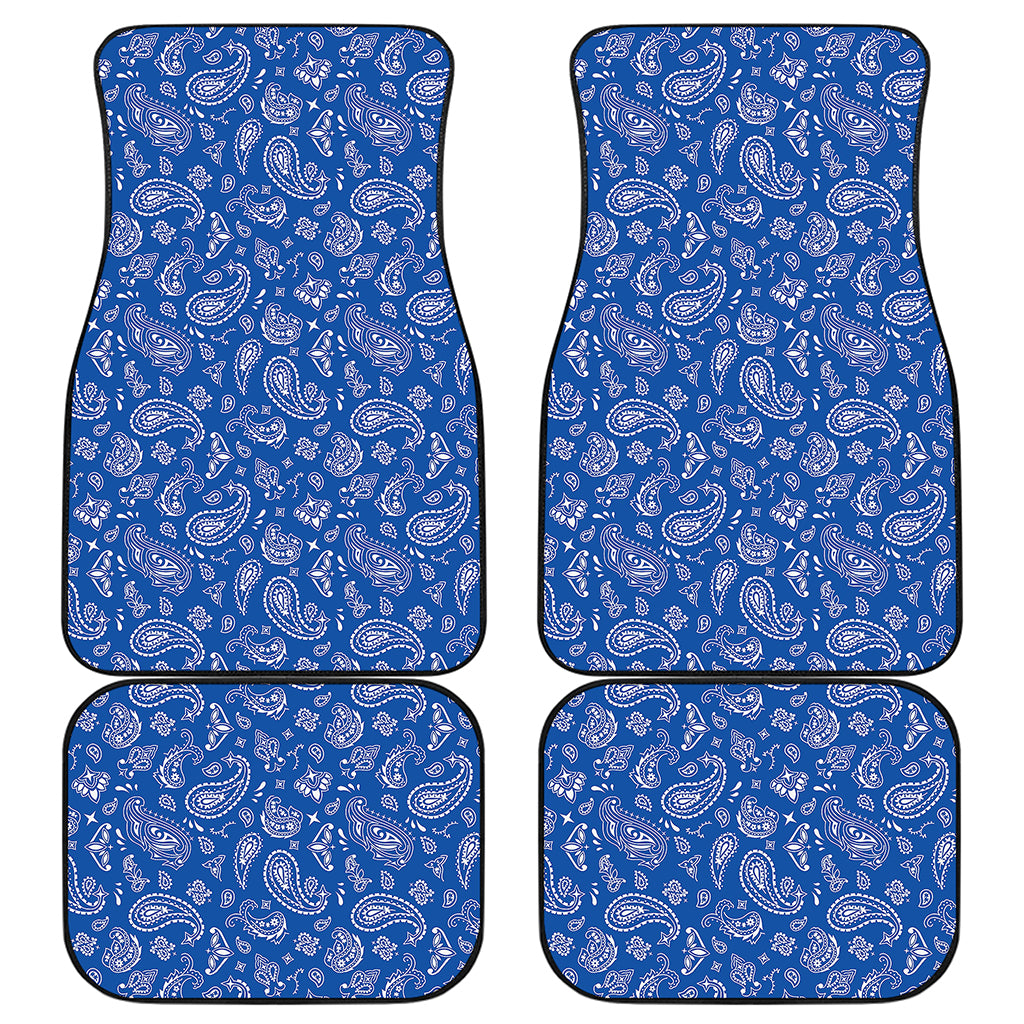 Blue Paisley Bandana Pattern Print Front and Back Car Floor Mats