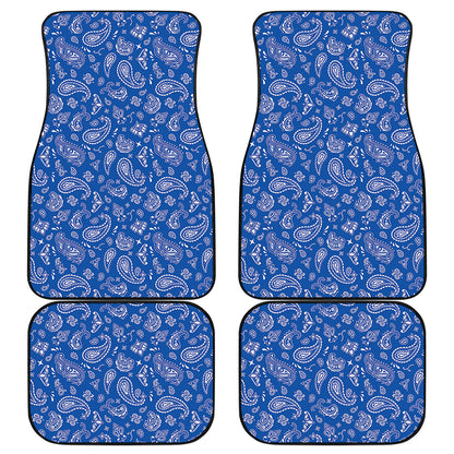 Blue Paisley Bandana Pattern Print Front and Back Car Floor Mats