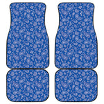 Blue Paisley Bandana Pattern Print Front and Back Car Floor Mats