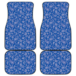 Blue Paisley Bandana Pattern Print Front and Back Car Floor Mats