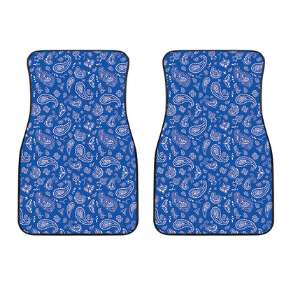 Blue Paisley Bandana Pattern Print Front Car Floor Mats