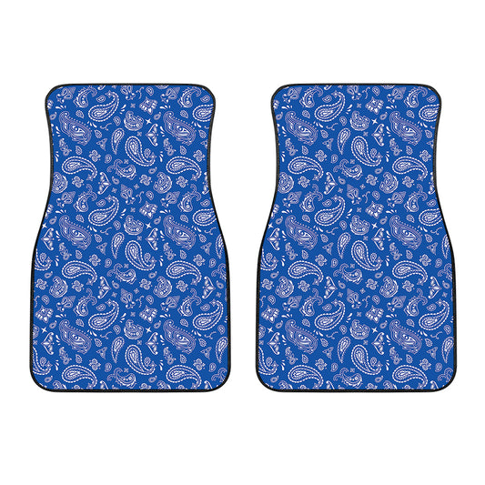 Blue Paisley Bandana Pattern Print Front Car Floor Mats
