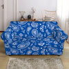 Blue Paisley Bandana Pattern Print Loveseat Slipcover