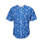 Blue Paisley Bandana Pattern Print Men's Baseball Jersey