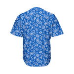 Blue Paisley Bandana Pattern Print Men's Baseball Jersey