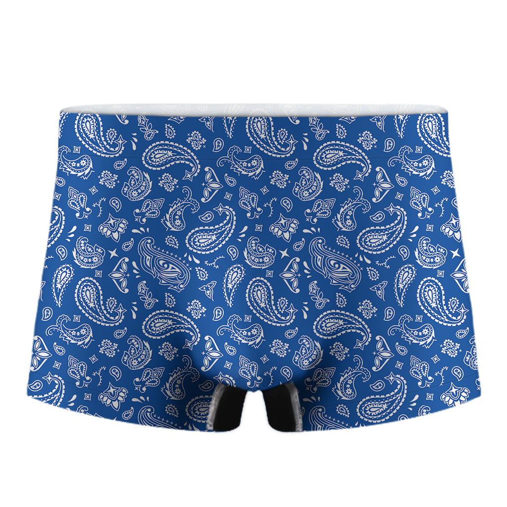 Blue Paisley Bandana Pattern Print Men's Boxer Briefs