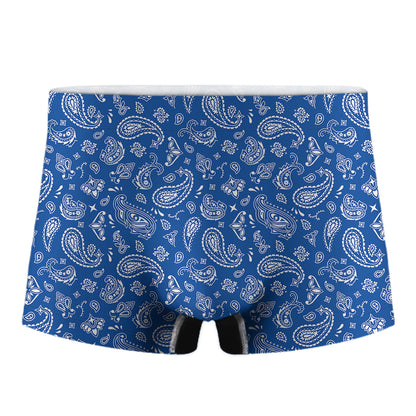 Blue Paisley Bandana Pattern Print Men's Boxer Briefs